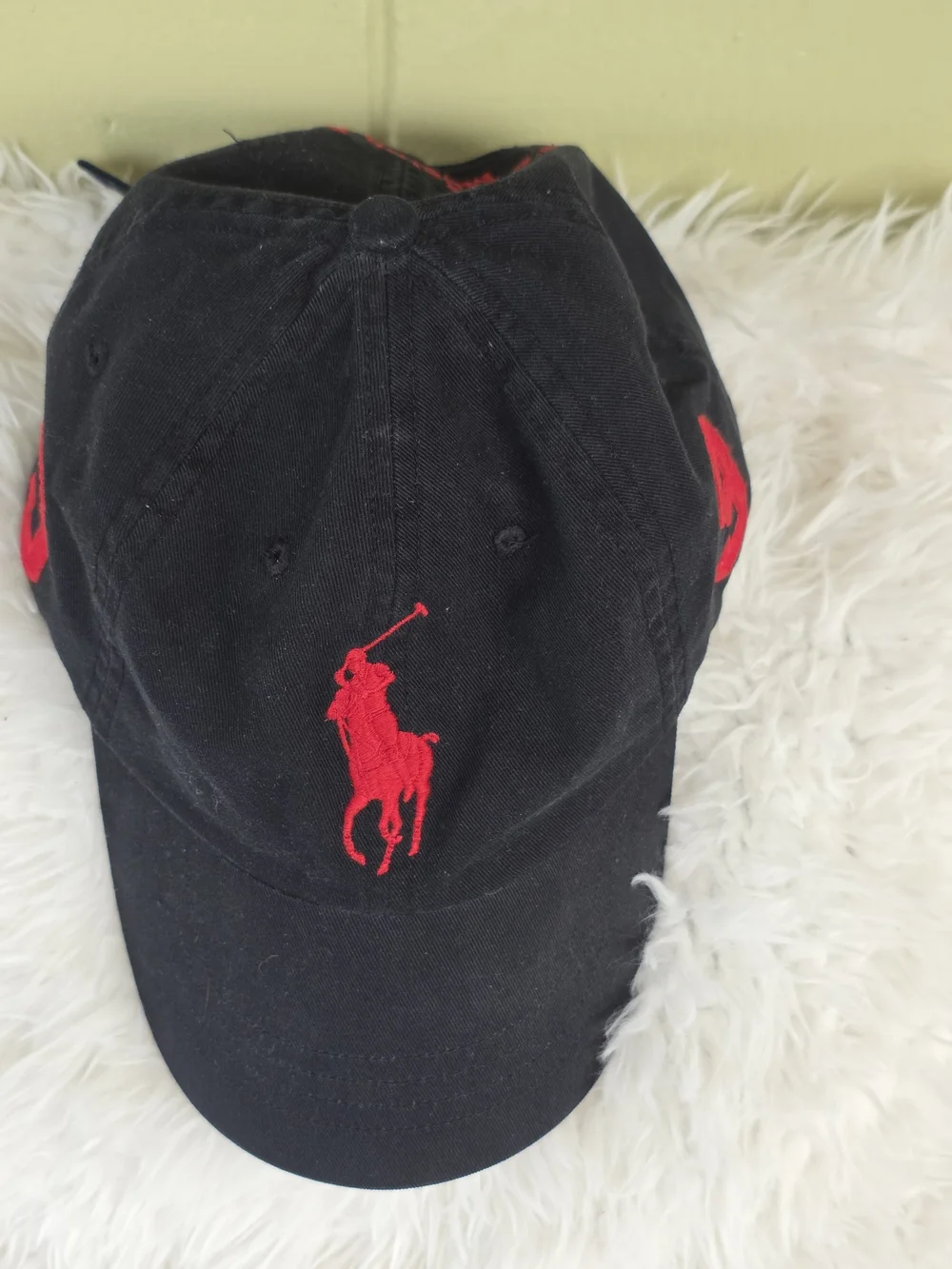 Polo by Ralph Lauren Black Cap with Red Pony & Number Embroidery